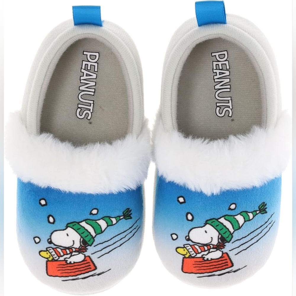 Kid’s PEANUTS Holiday Slippers, Snoopy & Woodstock – Large 9-10 – NWT